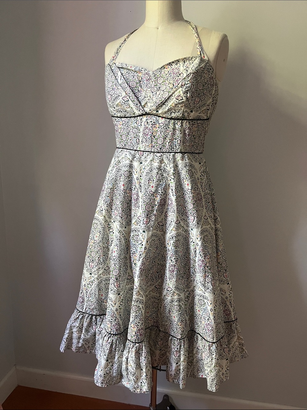 Girls from Savoy Anthropologie Floral Paisley Rainbow Halter Midi Dress